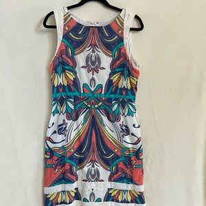 Fabulous print, 100% cotton sleeveless midi dress